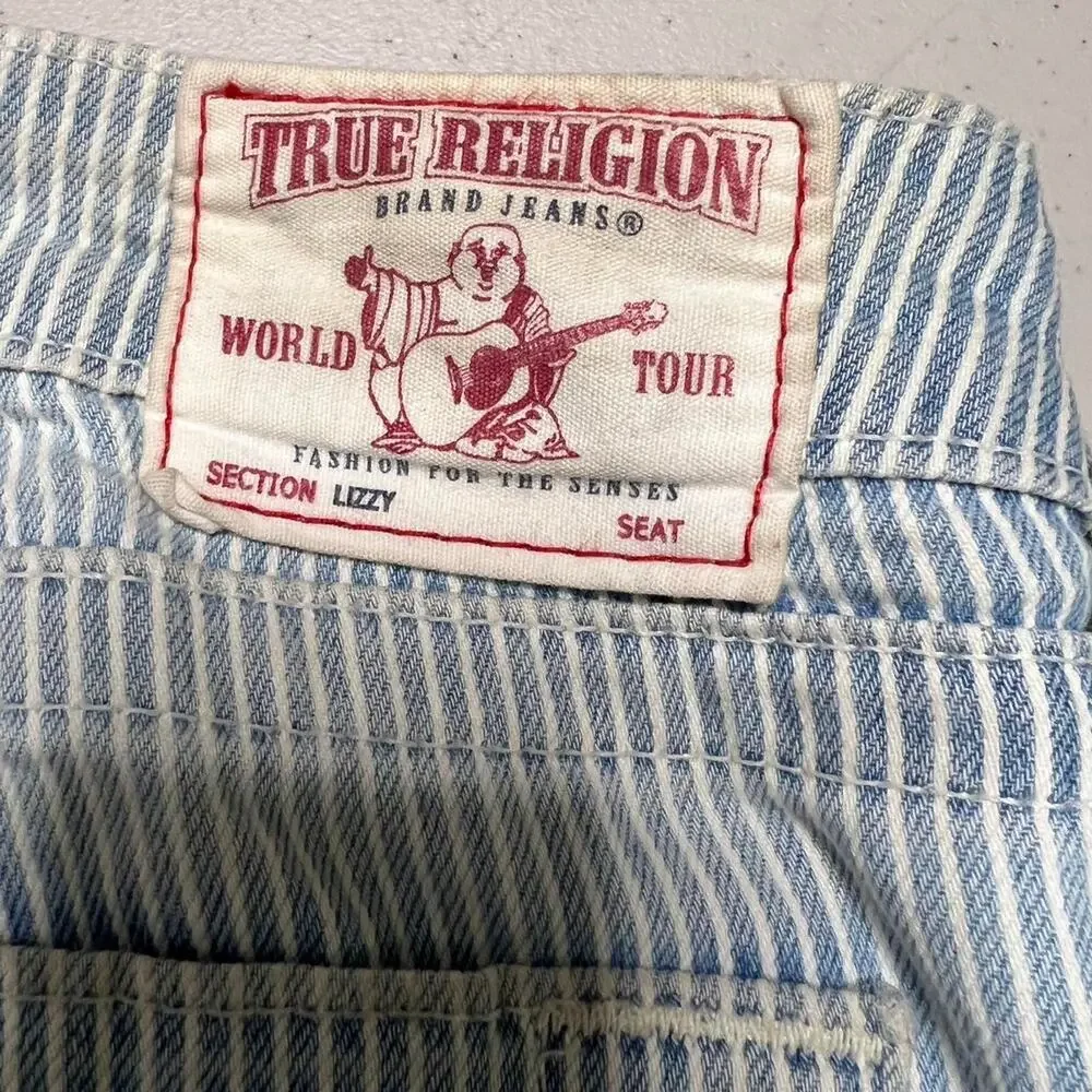 True Religion Women’s White‎ & Blue Capri Crop Pants - 26
